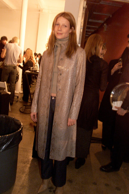 Vintage S/S 2000 Calvin Klein Collection Blue Python Leather Snakeskin Coat / S