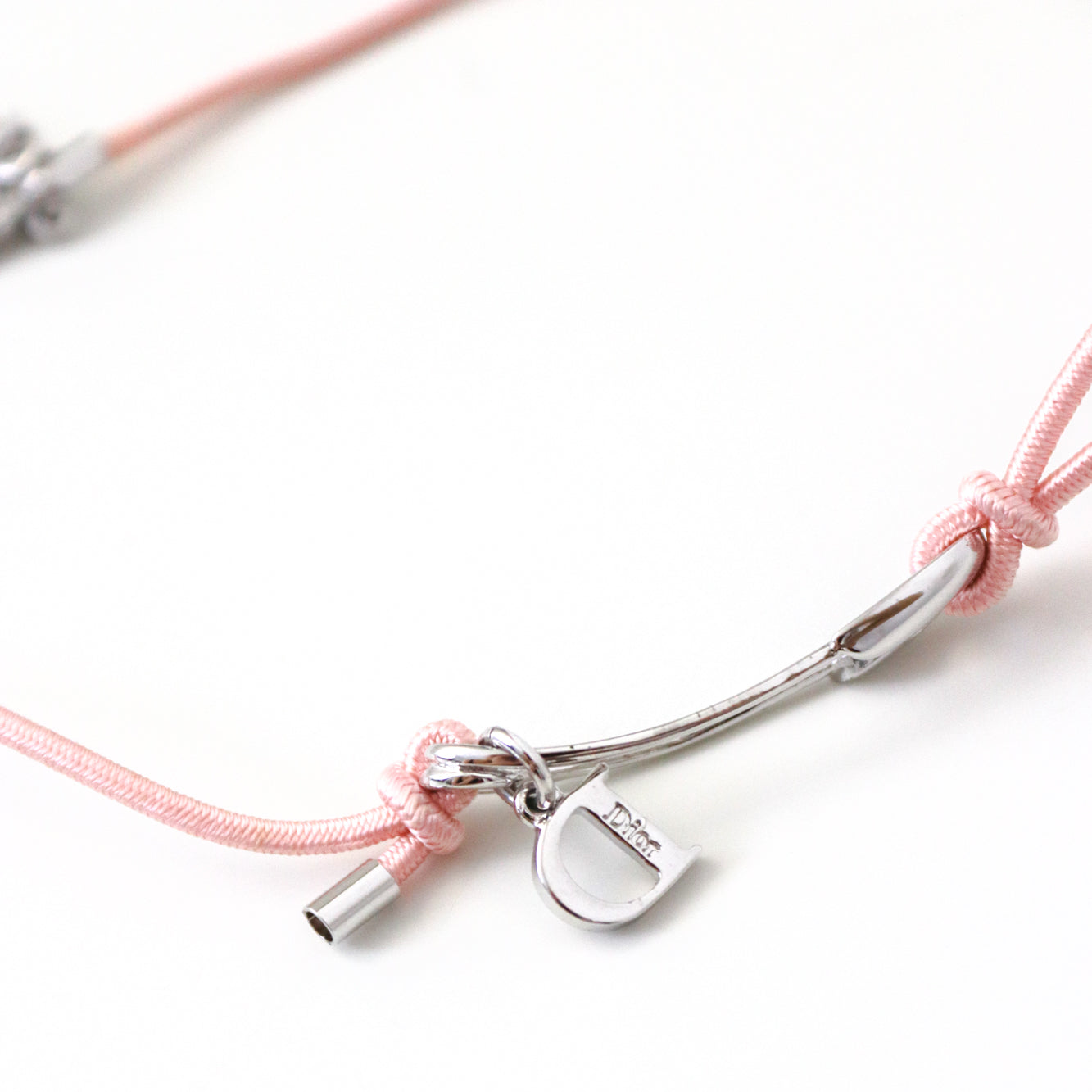 Vintage Christian Dior Pink Chord Safety Pin Choker Necklace