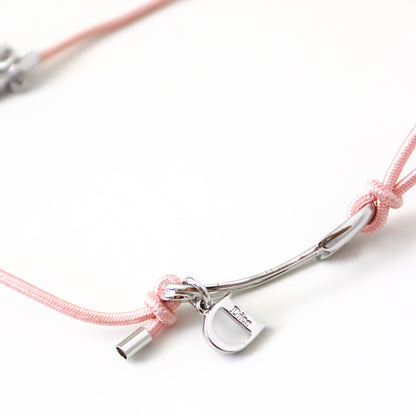 Vintage Christian Dior Pink Chord Safety Pin Choker Necklace