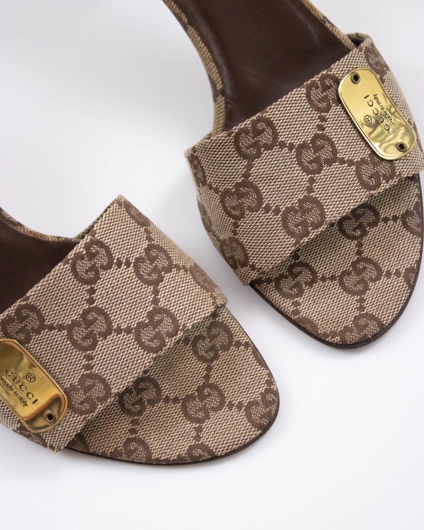 Vintage Gucci by Tom Ford Monogram Mule Heels Logo Plates Detail / 36.5 (US 6.5)