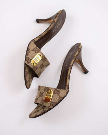 Vintage Gucci by Tom Ford Monogram Mule Heels Logo Plates Detail / 36.5 (US 6.5)