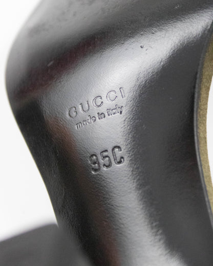 Vintage 1990s Gucci by Tom Ford Olive Satin Twisted Sandals / 35 (US 5)