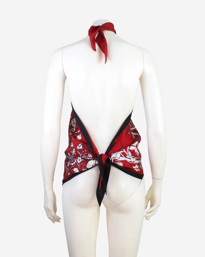 Vintage Gucci Red Silk Halterneck Scarf Tie Top