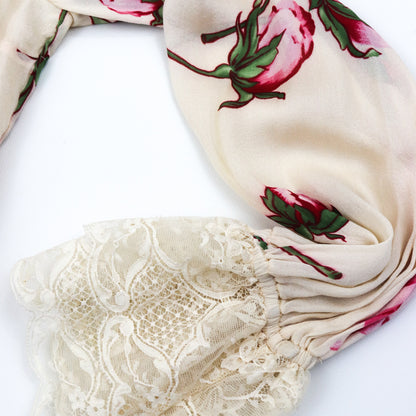 Vintage Valentino S/S 2006 Runway Silk Floral Print Blouse Lace Ruffle Jabot Top / XS-S