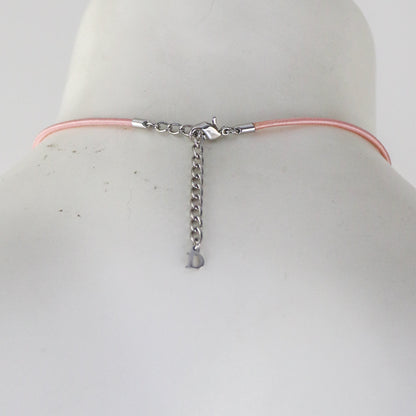 Vintage Christian Dior Pink Chord Safety Pin Choker Necklace