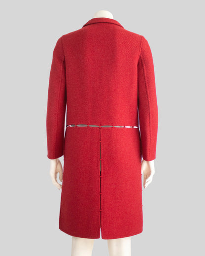Vintage F/W 1998 Prada Runway Red Wool Panelled Coat / IT 38 (XS-S)