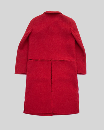 Vintage F/W 1998 Prada Runway Red Wool Panelled Coat / IT 38 (XS-S)