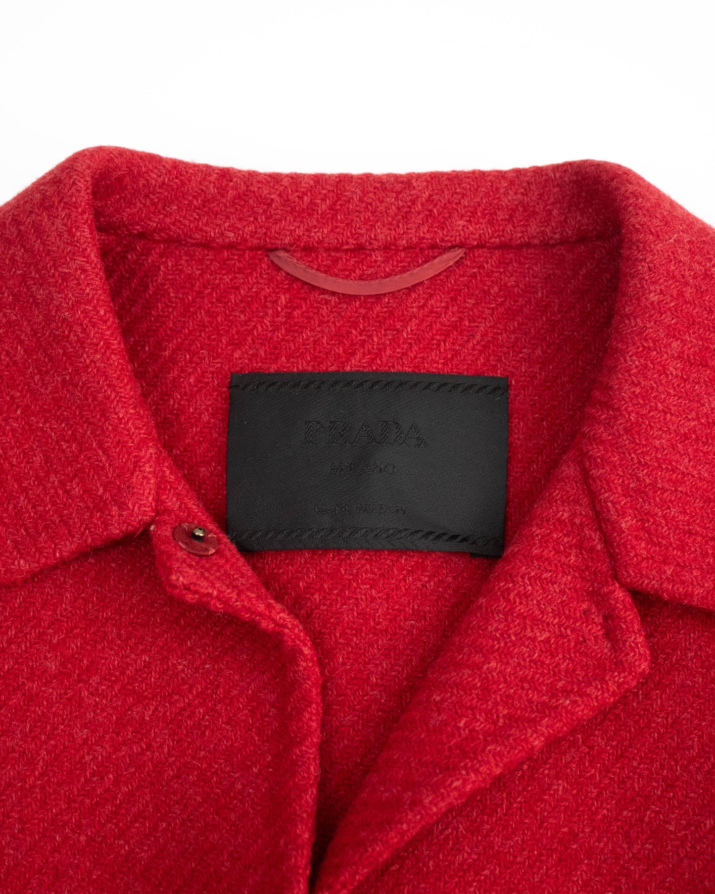 Vintage F/W 1998 Prada Runway Red Wool Panelled Coat / IT 38 (XS-S)