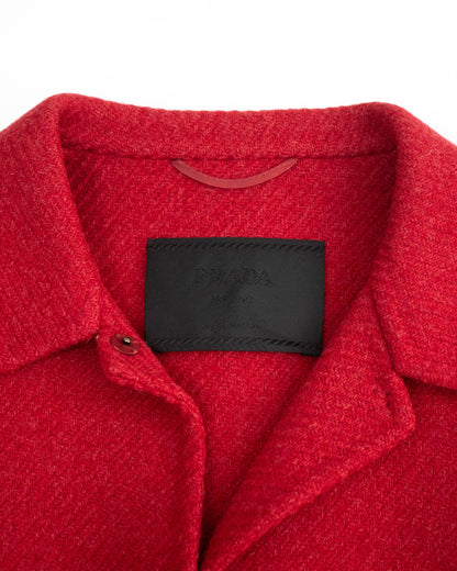 Vintage F/W 1998 Prada Runway Red Wool Panelled Coat / IT 38 (XS-S)