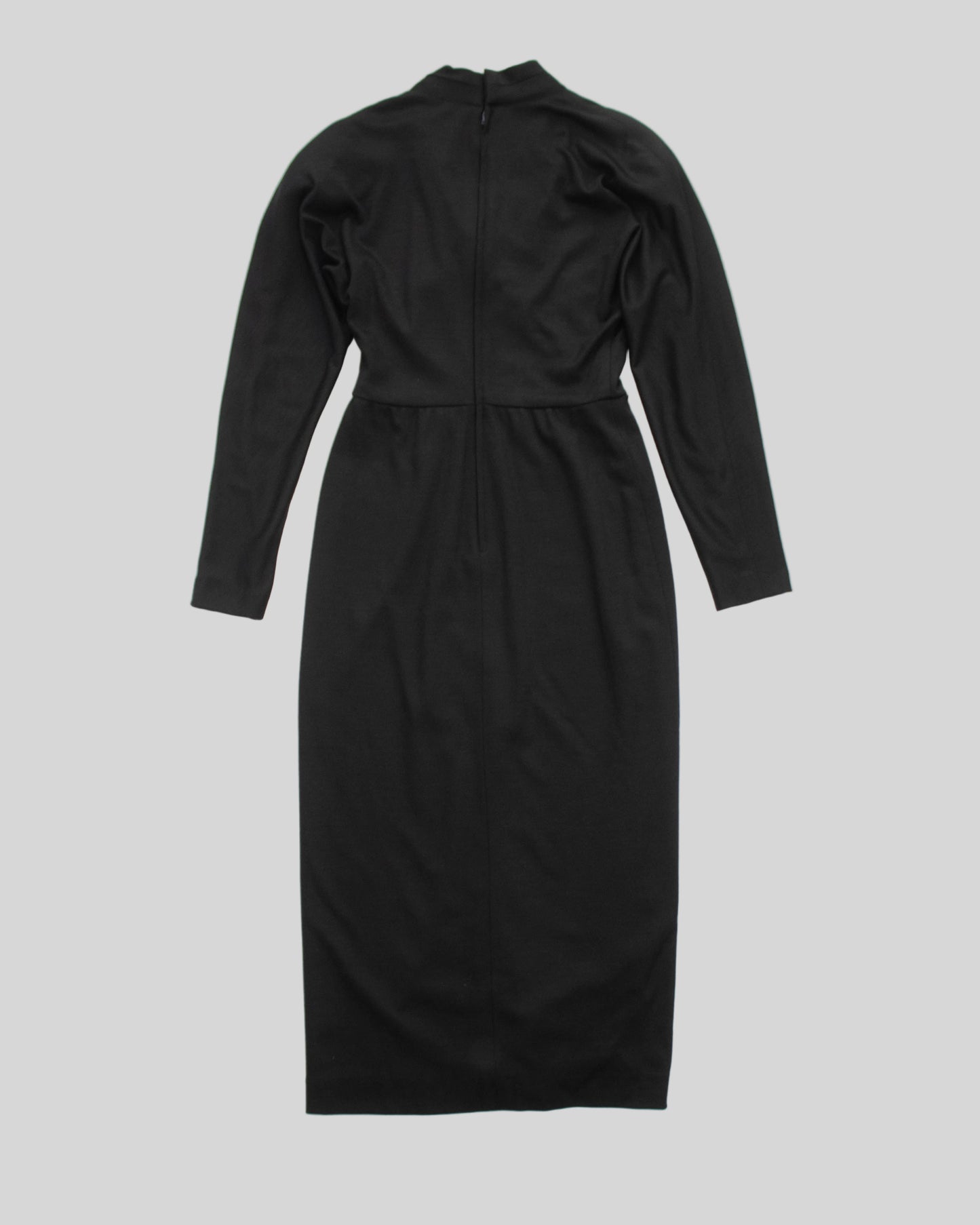Vintage F/W 1986 Calvin Klein Collection Black Wool Midi Runway Dress / XS-S