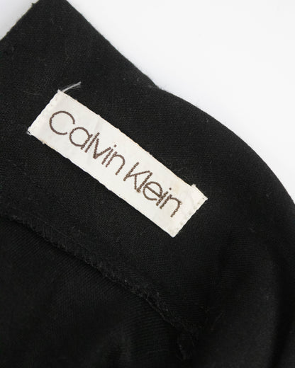 Vintage F/W 1986 Calvin Klein Collection Black Wool Midi Runway Dress / XS-S