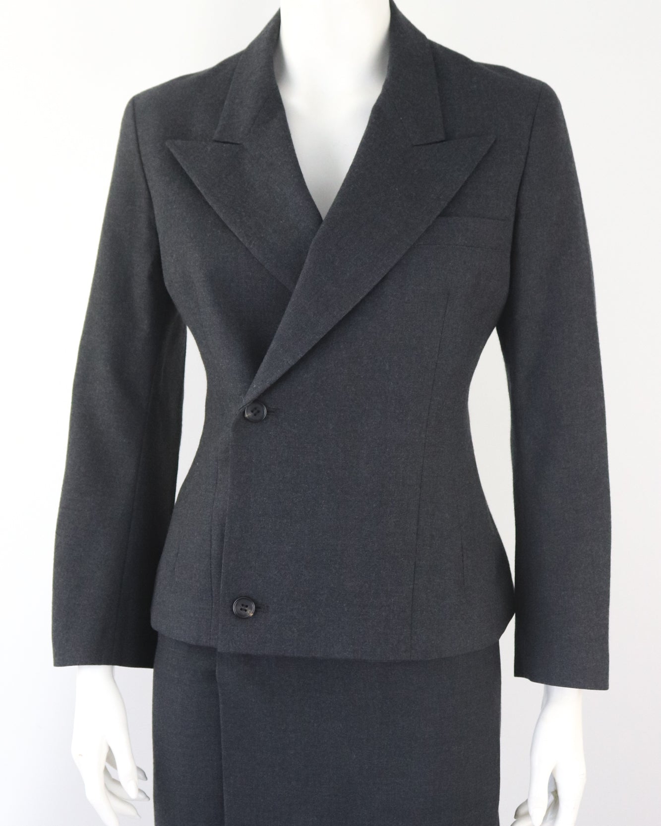 Vintage F/W 1998 Yohji Yamamoto Gray Wool Skirt Suit / XS