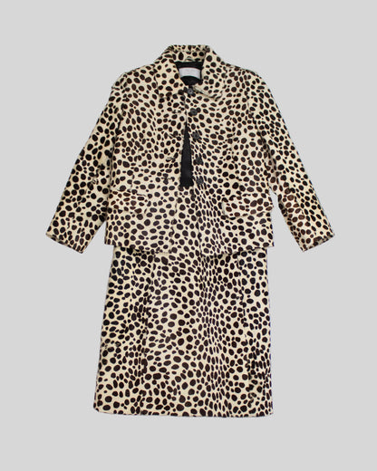 Vintage F/W 1995 Prada Dalmatian Print Pony Hair Midi Runway Skirt / IT 44 (S-M)