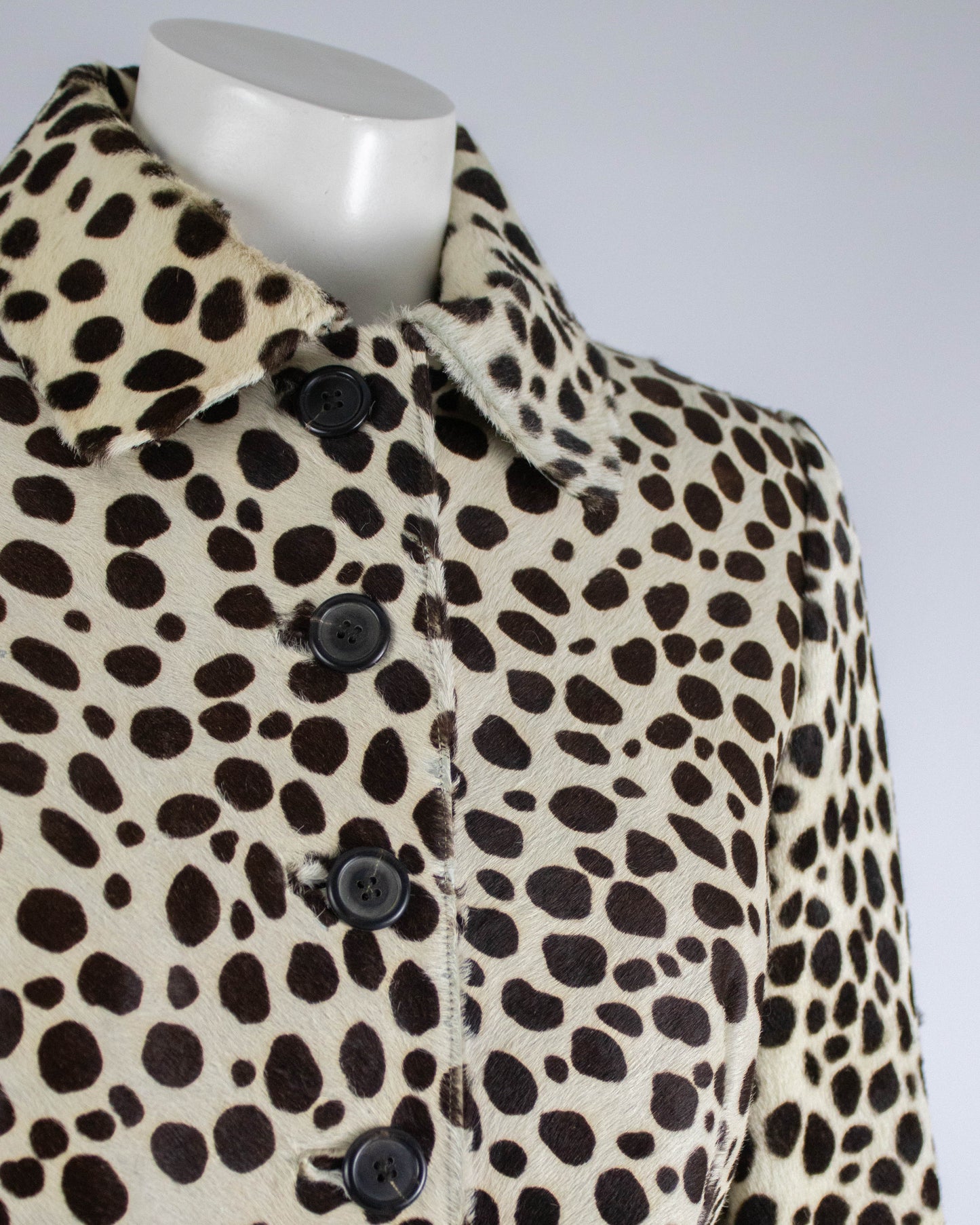 Vintage F/W 1995 Prada Dalmatian Print Pony Hair Runway Jacket / IT 40 (XS-S)