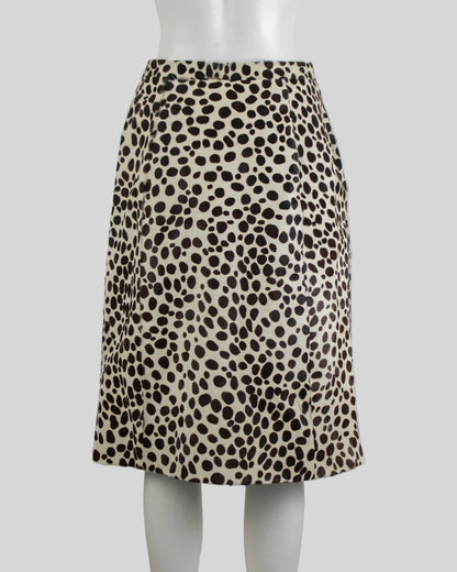 Vintage F/W 1995 Prada Dalmatian Print Pony Hair Midi Runway Skirt / IT 44 (S-M)