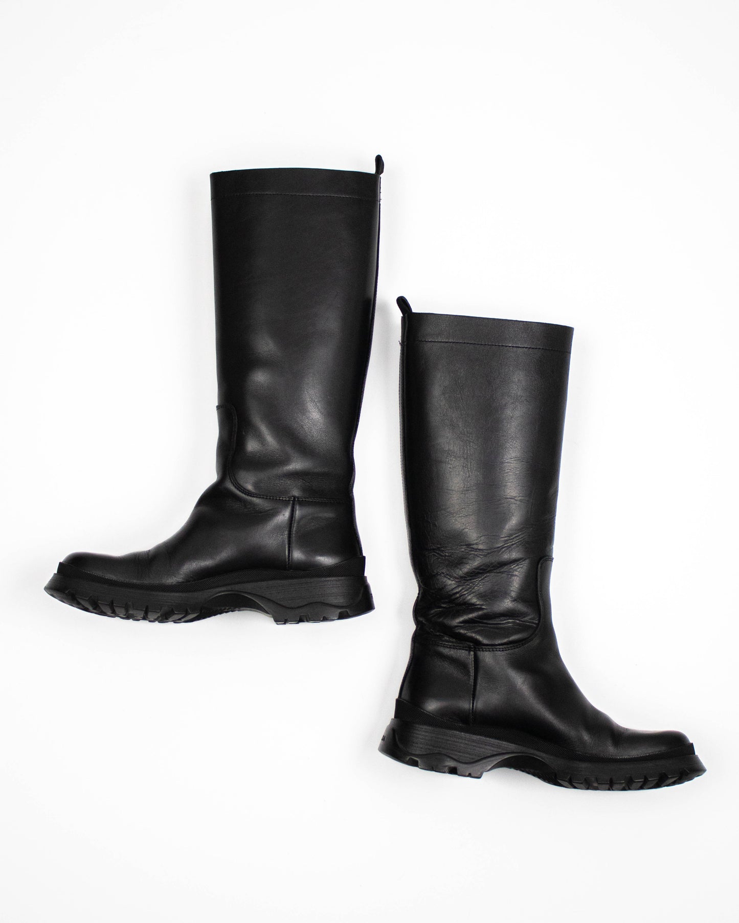 Vintage Prada Linea Rossa 2004 Black Lug Sole Boots As seen on Bella Hadid / 36.5 (US 6.5)