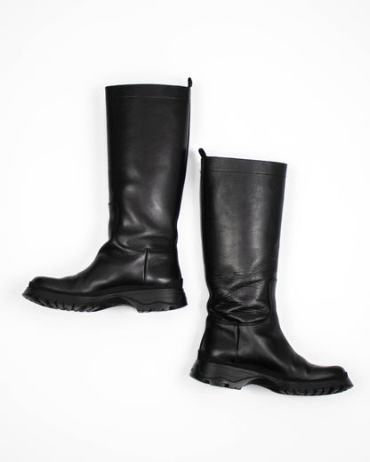 Vintage Prada Linea Rossa 2004 Black Lug Sole Boots As seen on Bella Hadid / 36.5 (US 6.5)