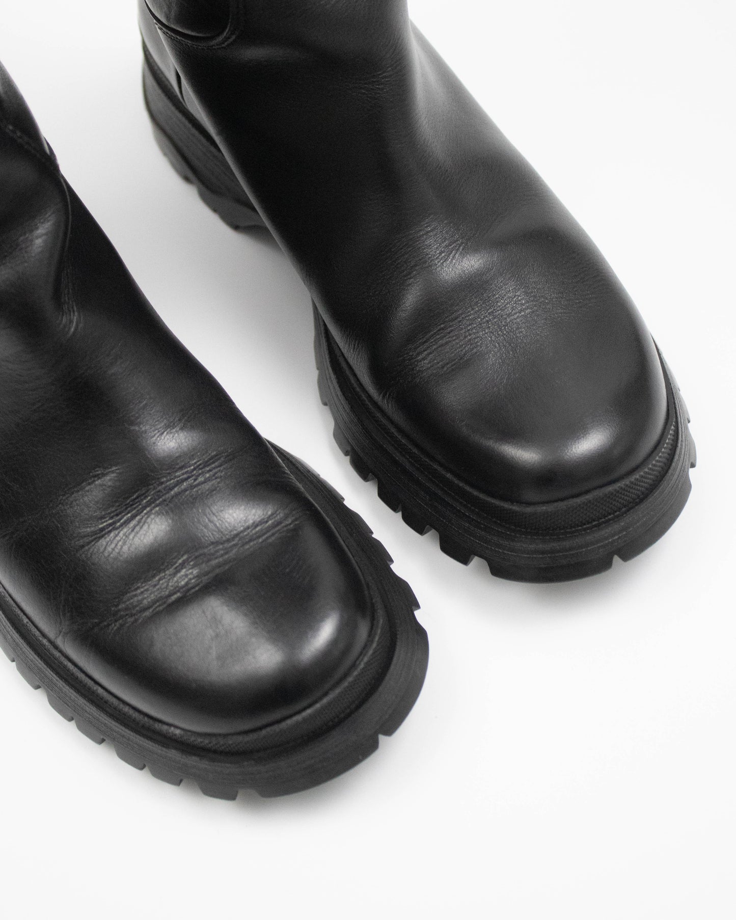 Vintage Prada Linea Rossa 2004 Black Lug Sole Boots As seen on Bella Hadid / 36.5 (US 6.5)