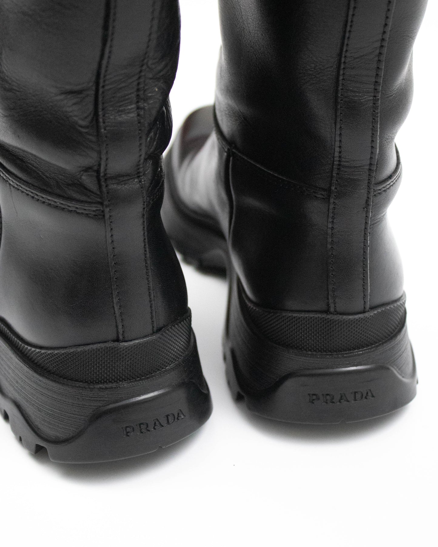 Vintage Prada Linea Rossa 2004 Black Lug Sole Boots As seen on Bella Hadid / 36.5 (US 6.5)