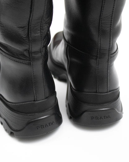 Vintage Prada Linea Rossa 2004 Black Lug Sole Boots As seen on Bella Hadid / 36.5 (US 6.5)
