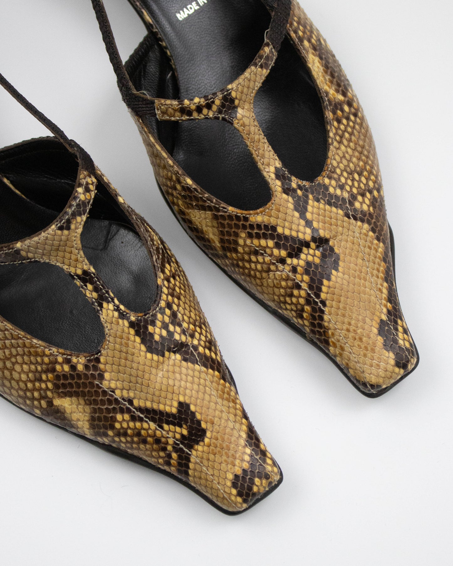 Vintage S/S 2000 Prada Python T-Bar Kitten Heels / 37.5 (US 7.5)