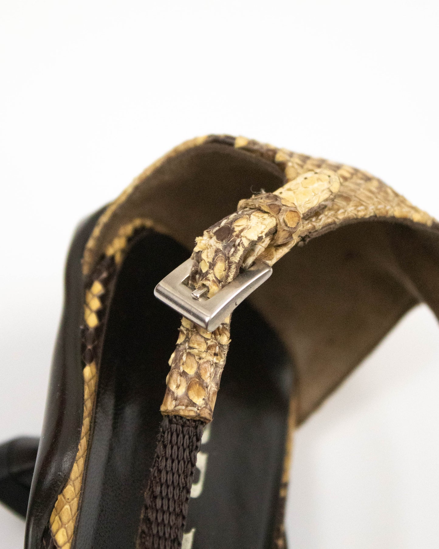 Vintage S/S 2000 Prada Python T-Bar Kitten Heels / 37.5 (US 7.5)