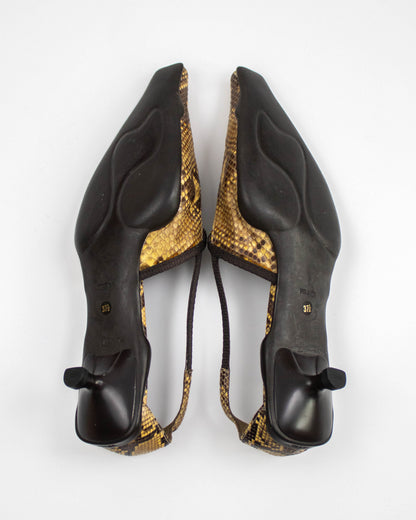 Vintage S/S 2000 Prada Python T-Bar Kitten Heels / 37.5 (US 7.5)