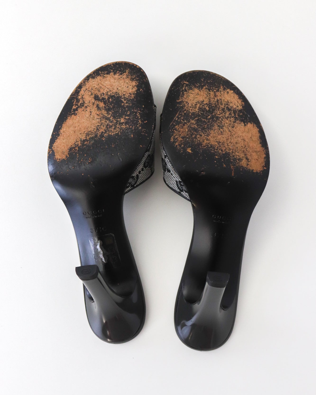 Vintage Gucci Gray GG Monogram Canvas Mule Heels / 37.5 (US 7.5)