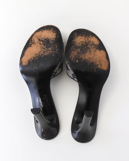 Vintage Gucci Gray GG Monogram Canvas Mule Heels / 37.5 (US 7.5)