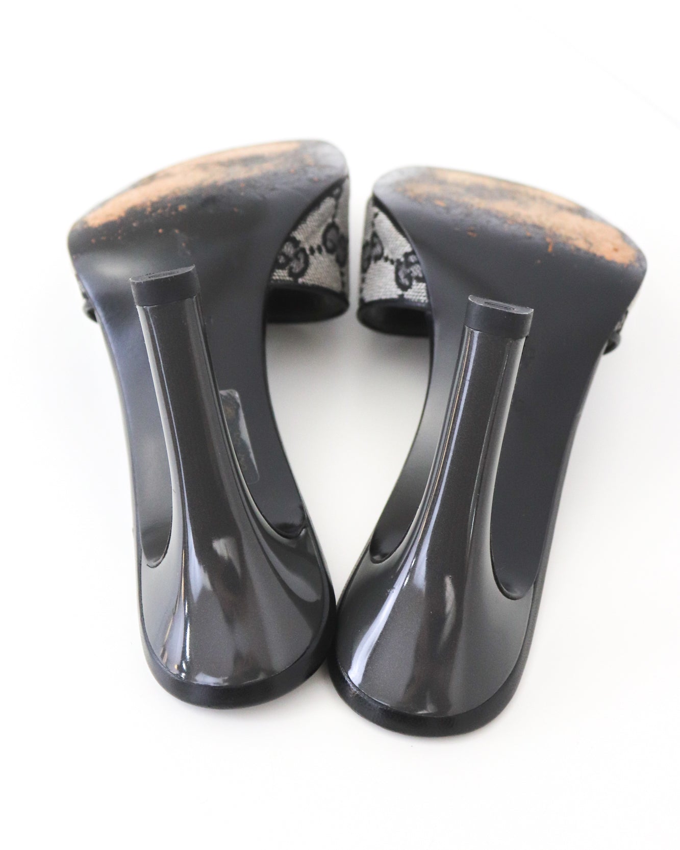 Vintage Gucci Gray GG Monogram Canvas Mule Heels / 37.5 (US 7.5)
