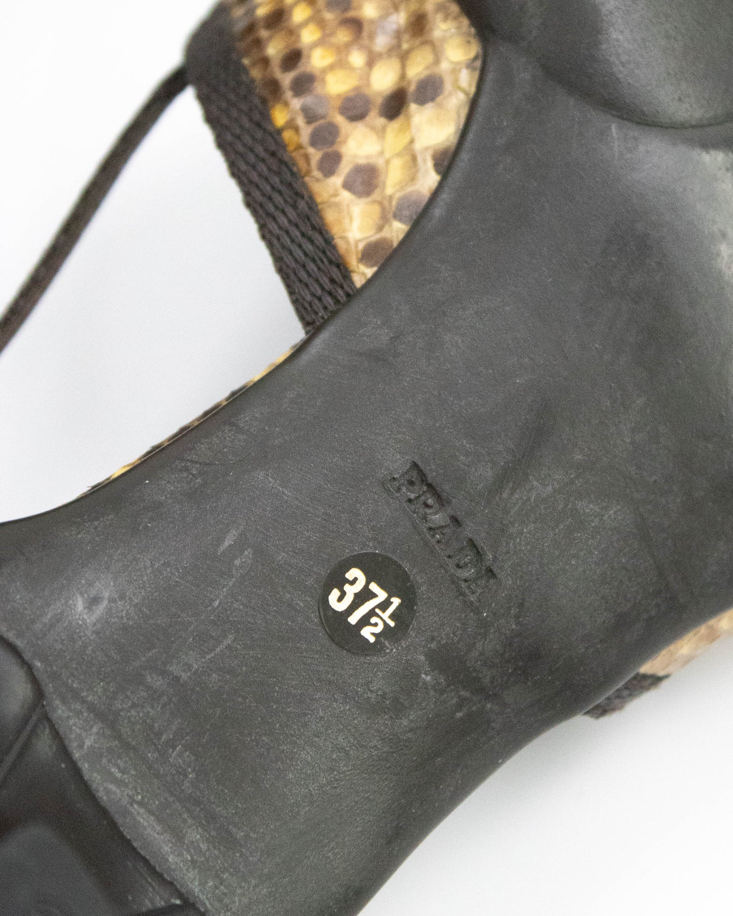 Vintage S/S 2000 Prada Python T-Bar Kitten Heels / 37.5 (US 7.5)