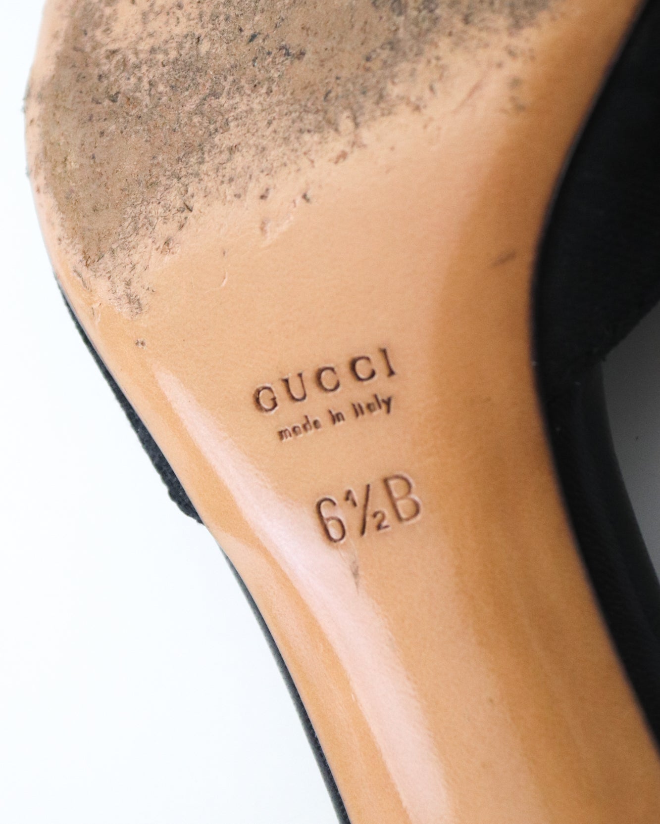 Vintage 2000s Gucci Black Monogram Kitten Heel Mules Horsebit Chain Detail / 36.5 (US 6.5)