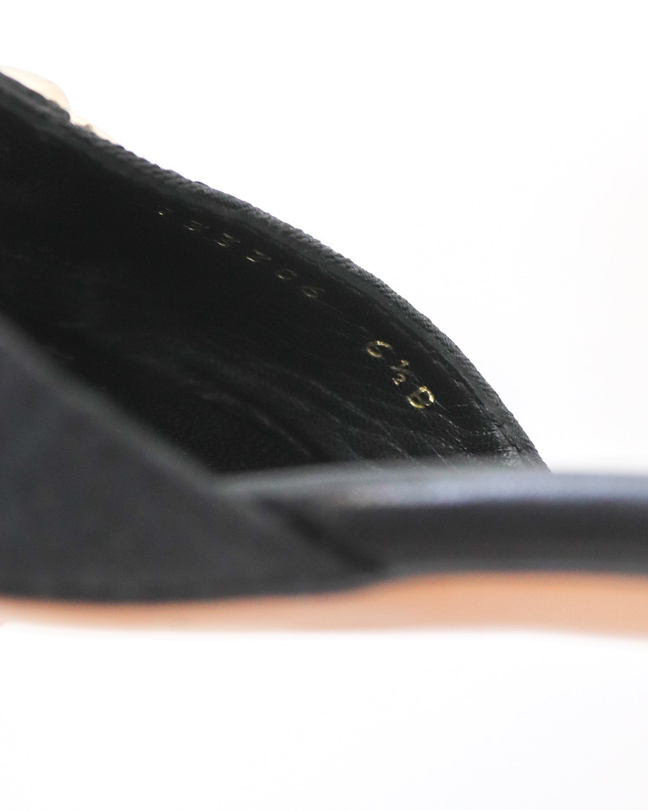 Vintage 2000s Gucci Black Monogram Kitten Heel Mules Horsebit Chain Detail / 36.5 (US 6.5)