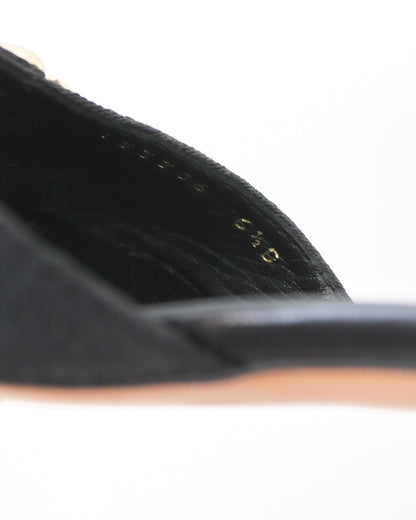 Vintage 2000s Gucci Black Monogram Kitten Heel Mules Horsebit Chain Detail / 36.5 (US 6.5)