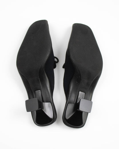 Vintage F/W 1999 Prada Black Nylon Kitten Heel Mules / 36.5 (US 6.5)