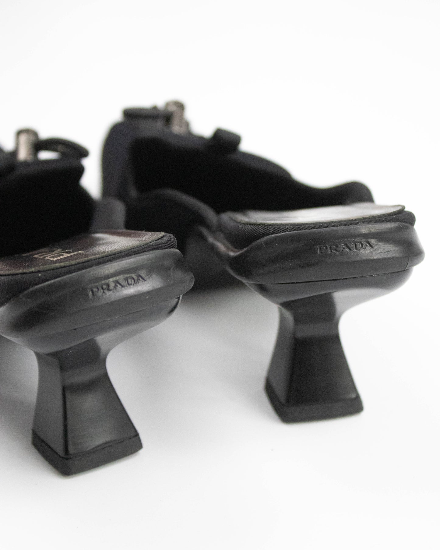 Vintage F/W 1999 Prada Black Nylon Kitten Heel Mules / 36.5 (US 6.5)