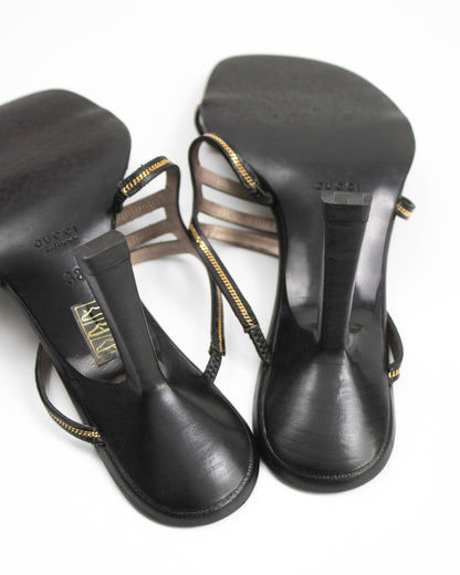 Vintage 1990s Gucci by Tom Ford Metal Chain Mule Heels / 38 (US 8)