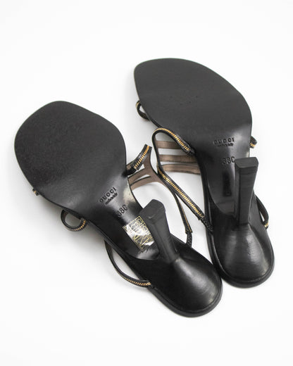 Vintage 1990s Gucci by Tom Ford Metal Chain Mule Heels / 38 (US 8)