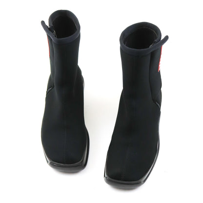 Vintage 1990s Prada Linea Rosa Square Toe Massive Sole Nylon Moto Boots / 37 (US 7)