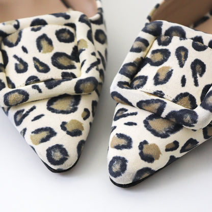 Manolo Blahnik Maysale Suede Heels Leopard Print Leather Mules / 37.5 (US 7.5)