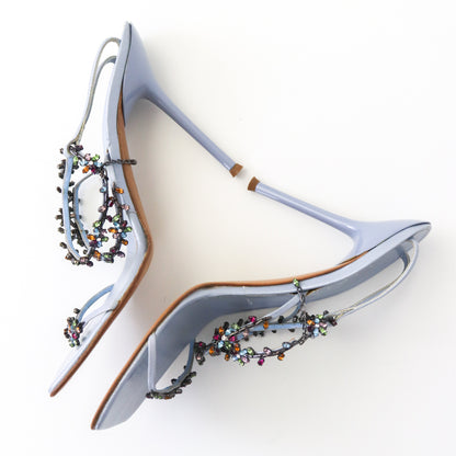 Vintage Vicini Giuseppe Zanotti Baby Blue Square Toe Crystal Bejeweled Heels / 38.5 (US 8.5)