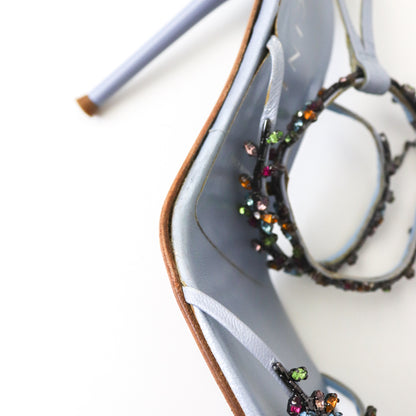 Vintage Vicini Giuseppe Zanotti Baby Blue Square Toe Crystal Bejeweled Heels / 38.5 (US 8.5)