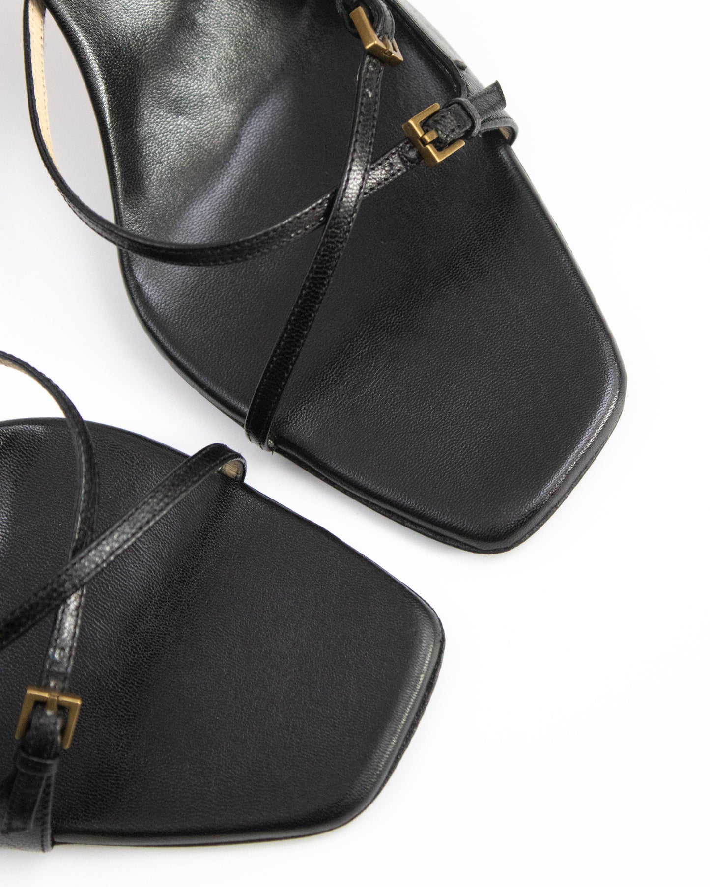 Vintage Gucci by Tom Ford Black Cross Double Strap Mule Heels / 38.5 (US 8.5)