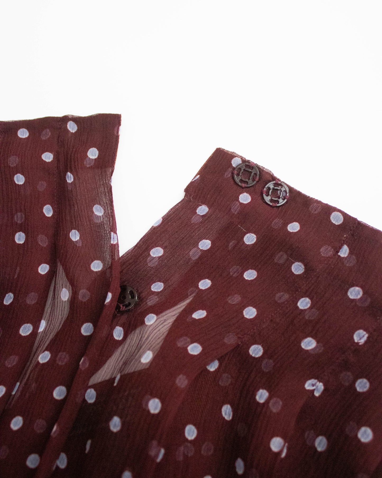 Vintage S/S 2000 Prada Silk Burgundy Polka Dot Print Pleated Skirt / IT 42 (S-M)