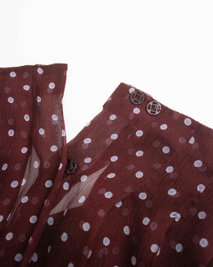 Vintage S/S 2000 Prada Silk Burgundy Polka Dot Print Pleated Skirt / IT 42 (S-M)