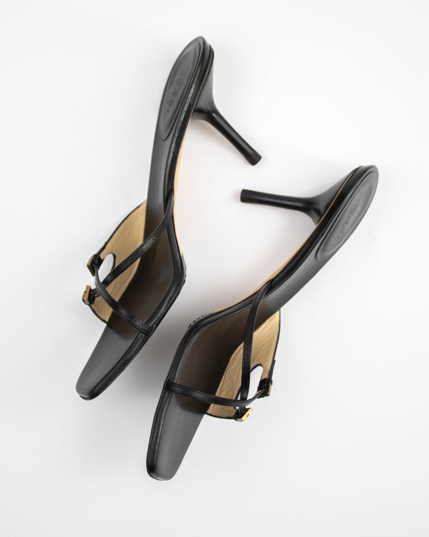 Vintage Gucci by Tom Ford Black Cross Double Strap Mule Heels / 38.5 (US 8.5)