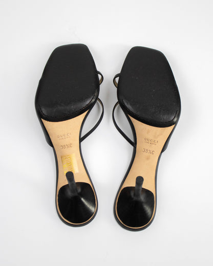 Vintage Gucci by Tom Ford Black Cross Double Strap Mule Heels / 38.5 (US 8.5)