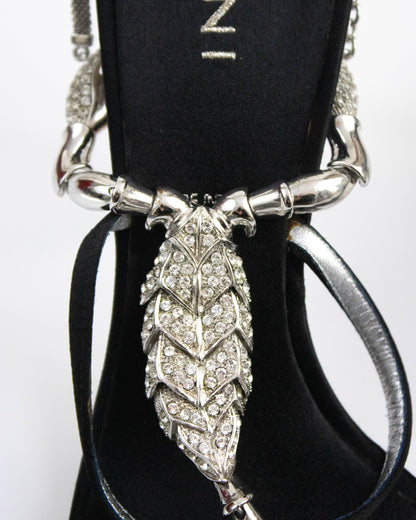 Vintage Vicini Giuseppe Zanotti Black Satin Scorpion Sandals / 41 (US 11)