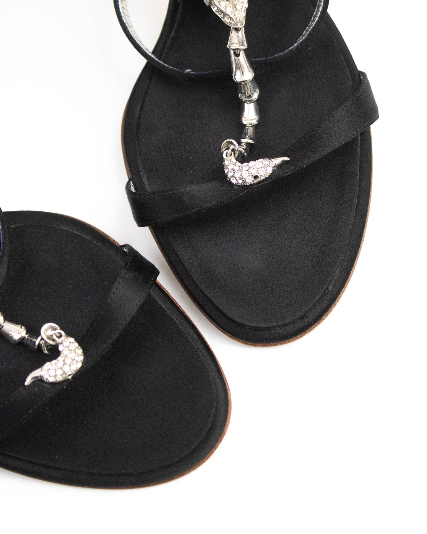 Vintage Vicini Giuseppe Zanotti Black Satin Scorpion Sandals / 41 (US 11)