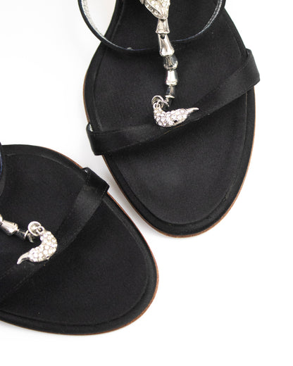 Vintage Vicini Giuseppe Zanotti Black Satin Scorpion Sandals / 41 (US 11)